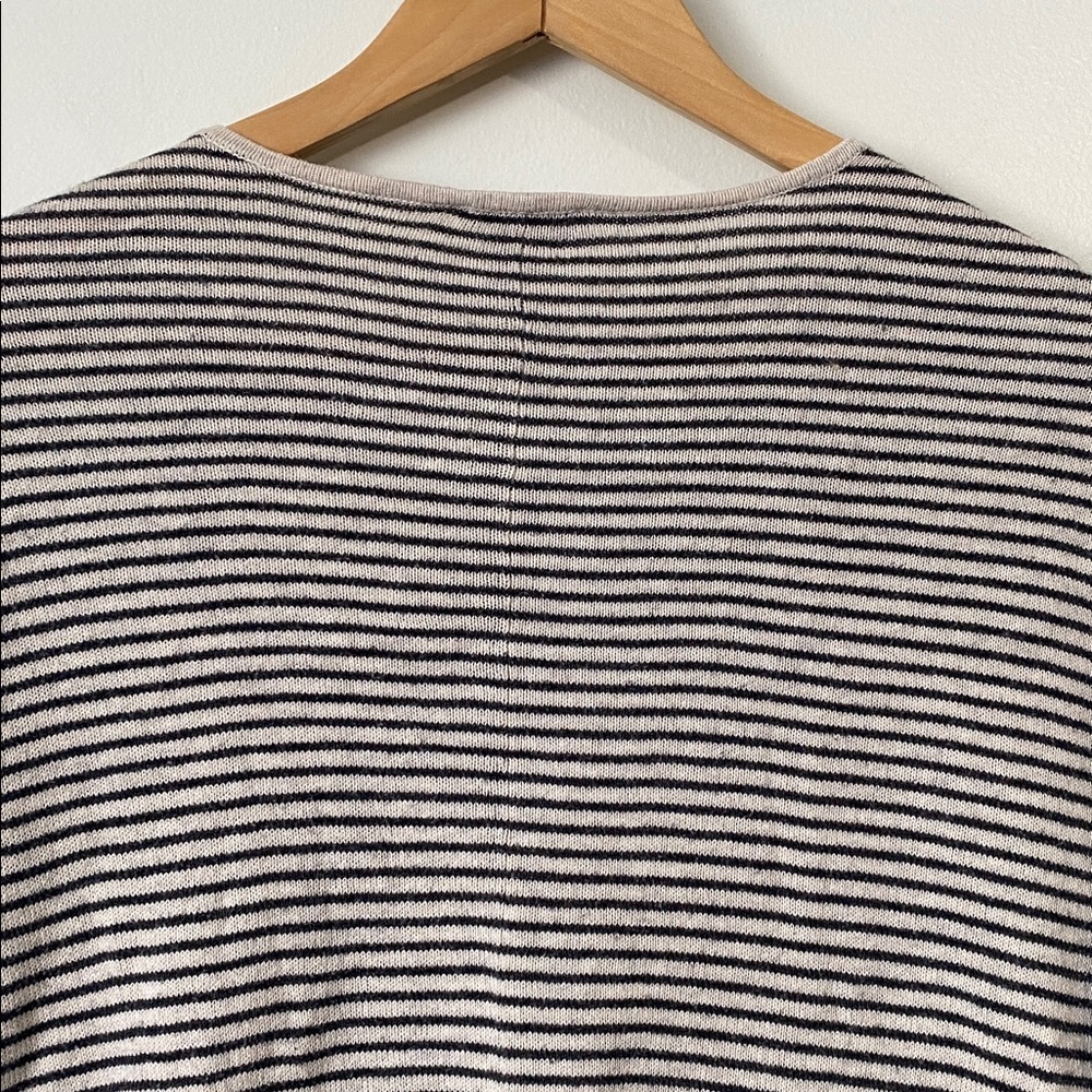 Pure Jill J. Jill Black White Cotton Cashmere Striped asymmetrical hem Sweater S - Picture 6 of 10